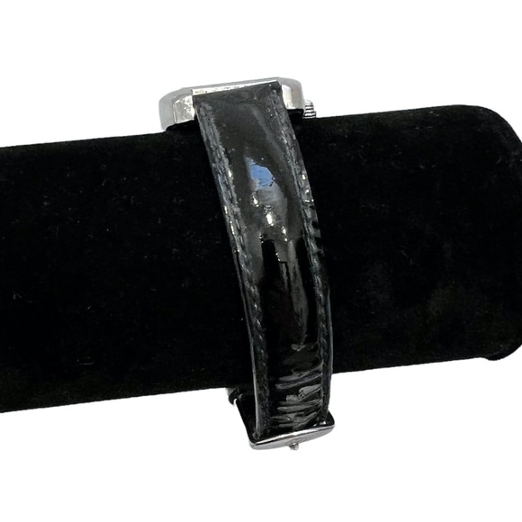MICHELE MINI URBAN STAINLESS STEEL WATCH WITH BLACK PATENT LEATHER STRAP main image 7